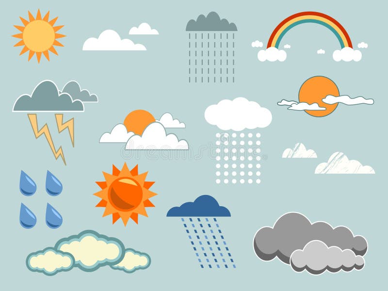 A collection of weather icons. A collection of weather icons.