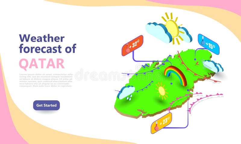 Weather By Location On Map Weather Forecast Map Of Qatar. Isometric Set Icons Location On Country.  Vector Widgets Layout Of A Meteorological Stock Vector - Illustration Of  Editable, Design: 156870326
