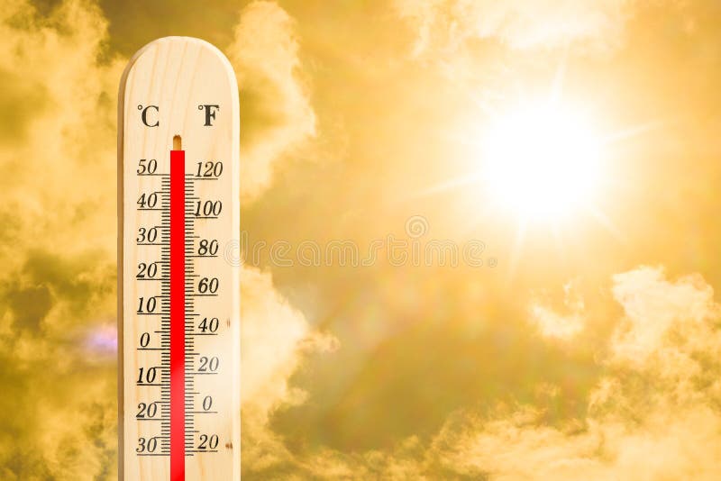 The Sky with the Hot Sun Conveys Very Hot Weather Stock Photo Image