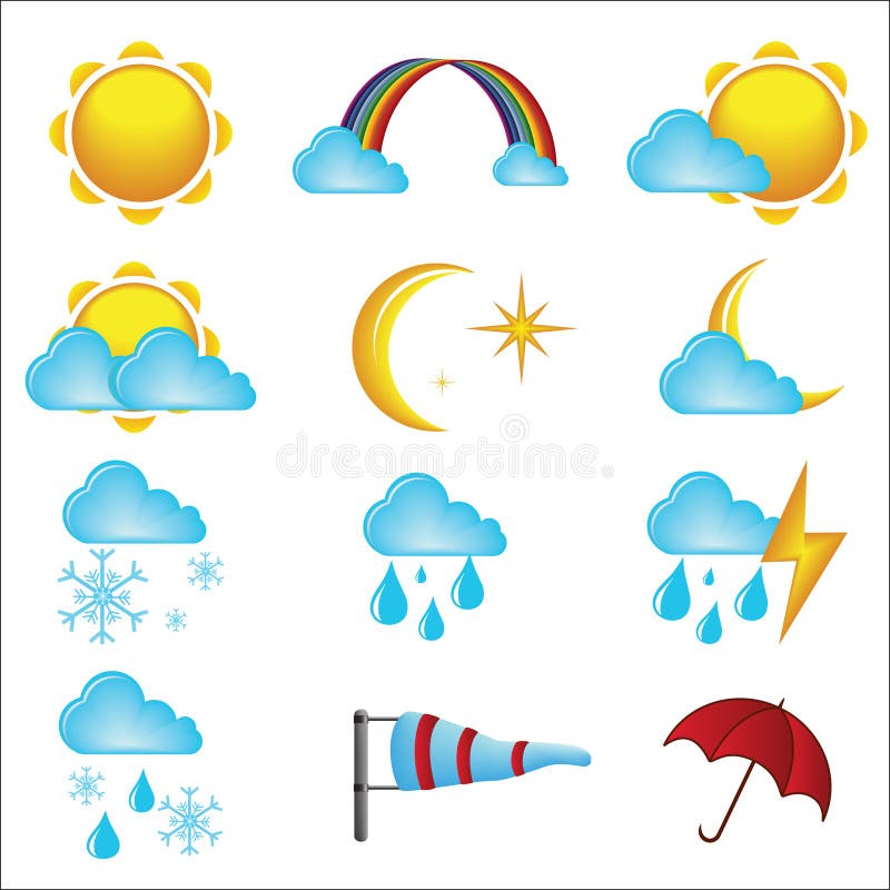 Cute weather icons stock vector. Illustration of natural - 13552987