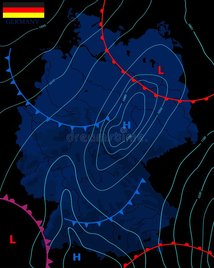 Weather Map of the Germany. Topography Map of the Germany