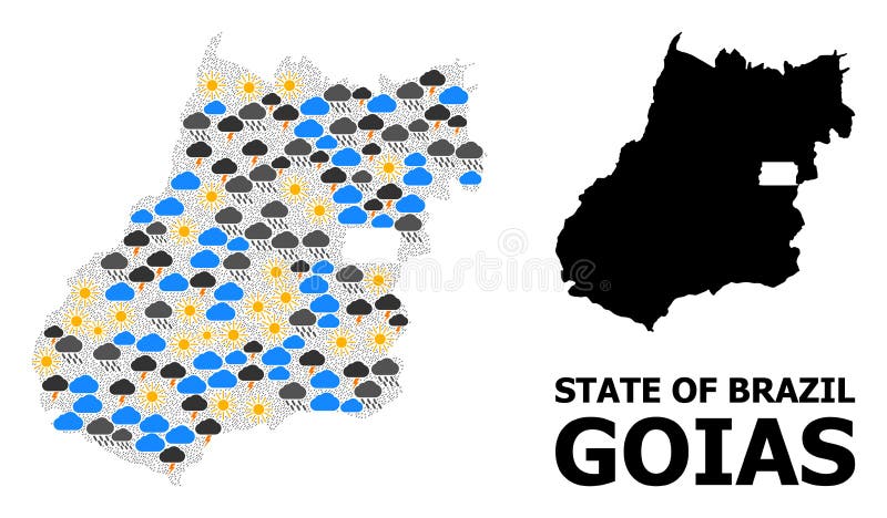 Weather Mosaic Map of Goias State vector illustration