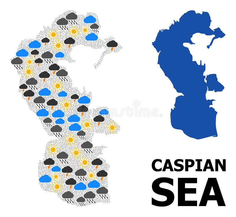 Weather Pattern Map of Caspian Sea Stock Illustration Illustration of