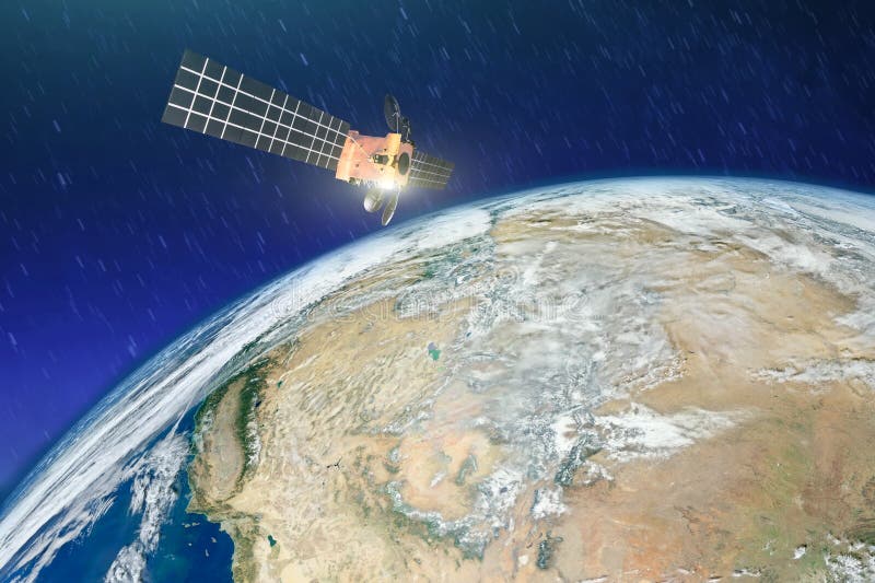 Weather satellite over the desert drought in Earth orbit. Elements of this image furnished by NASA