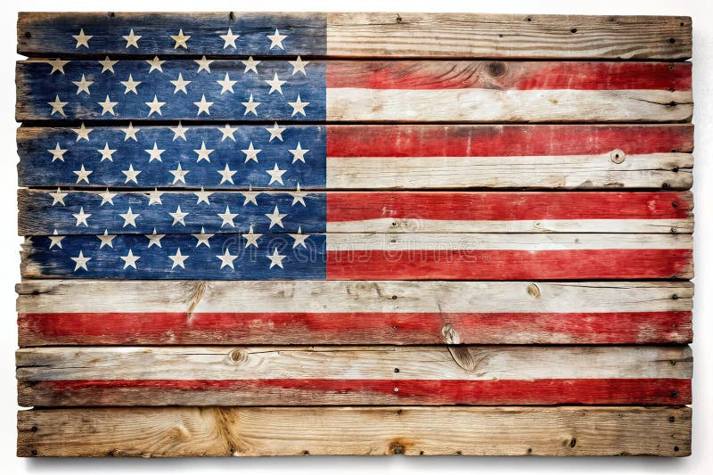 WeatherAmerican Flag A Vintage Photographic Study of Patriotism and History Displayed Against the Rustic Whitewased royalty ilustracja