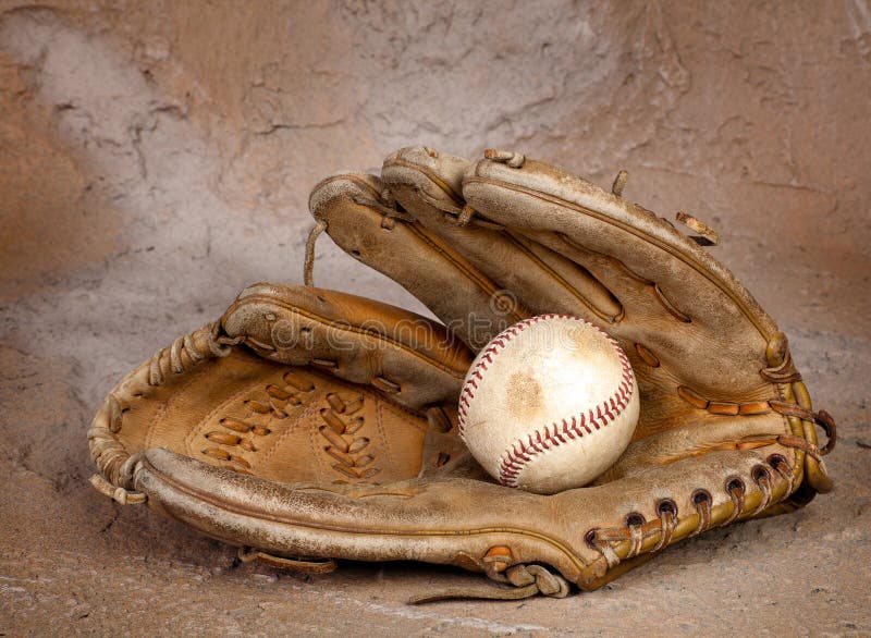 Weathered baseball glove stock images