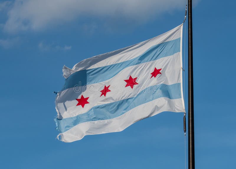 Weathered Chicago Flag Waving