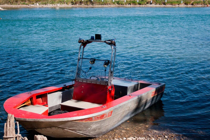 Weathered Metal Boat in Water Stock Image Image of anchored