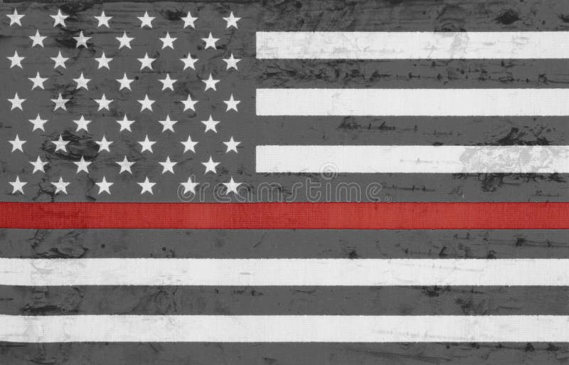 Weathered United States of America thin red line flag. 