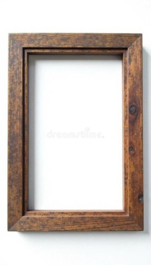 Weathered wooden picture frame, isolated on white, texture, blank royalty free illustration