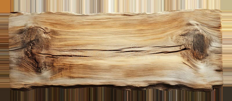 Weathered wooden plank with knots on transparent background, rustic texture and natural pattern concept royalty free illustration