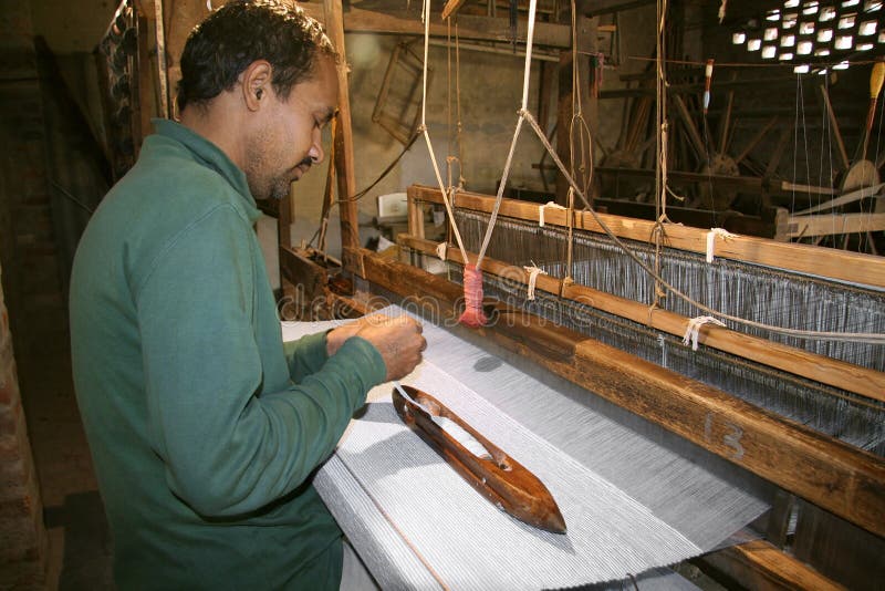 Weaver Working Handloom at Editorial Photography Image of