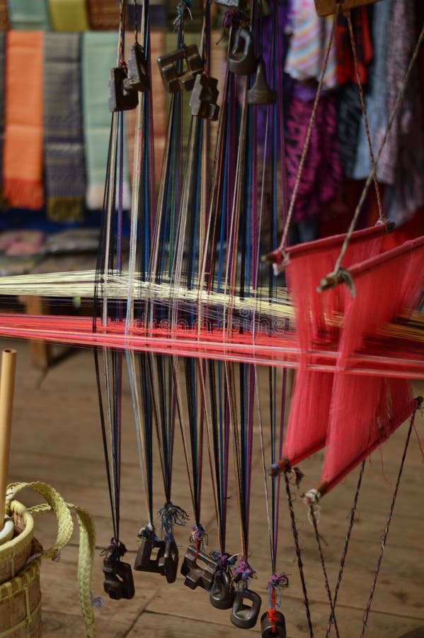 Hand Weaving Loom with Yarn Weights Stock Photo Image of craft, beam