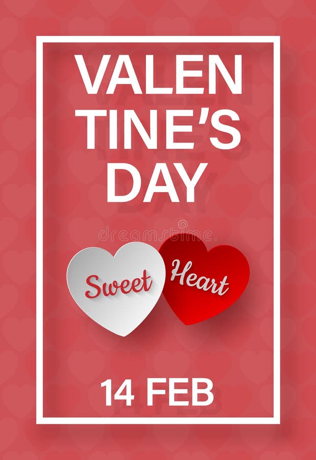Paper art of frame of Valentine`s day with text sweet love in hearts royalty free illustration Paper art of frame of Valentine`s day with text sweet love in hearts royalty free illustration