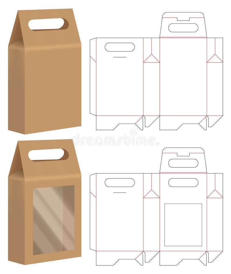 Paper Bag Packaging Die-cut And 3d Bag Mockup Stock Vector ...