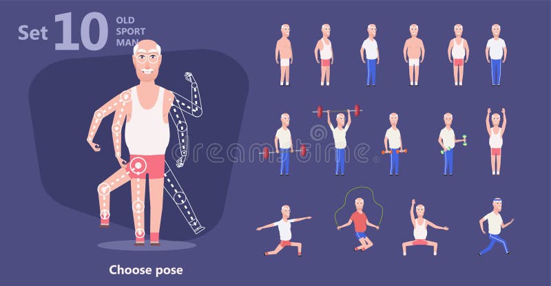 Older man perform exercises fitness training