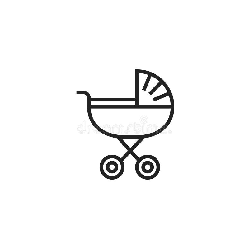 Baby Buggy Oultine Vector Icon, Symbol or Logo. Simple Baby Buggy Vector Illustration. Nanny logo vectors
