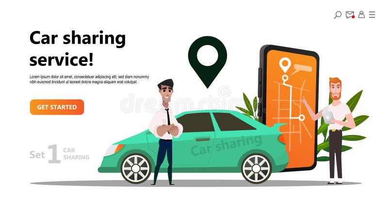 Car sharing concept. Onlintransport service rent. royalty free illustration Car sharing concept. Onlintransport service rent. royalty free illustration