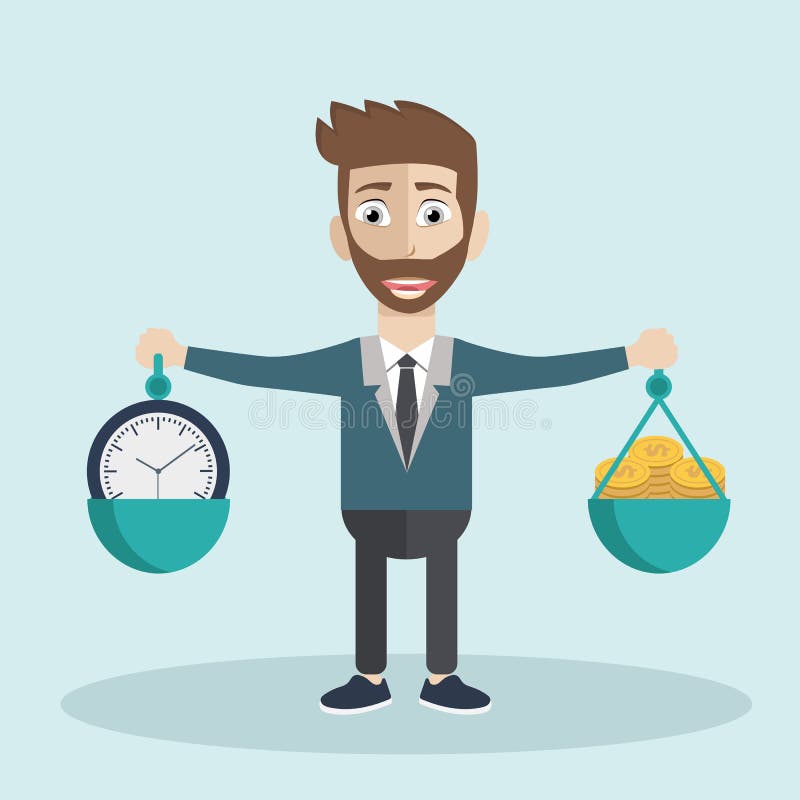 Business Concept, Time is Money. Flat Vector Illustration Stock Vector