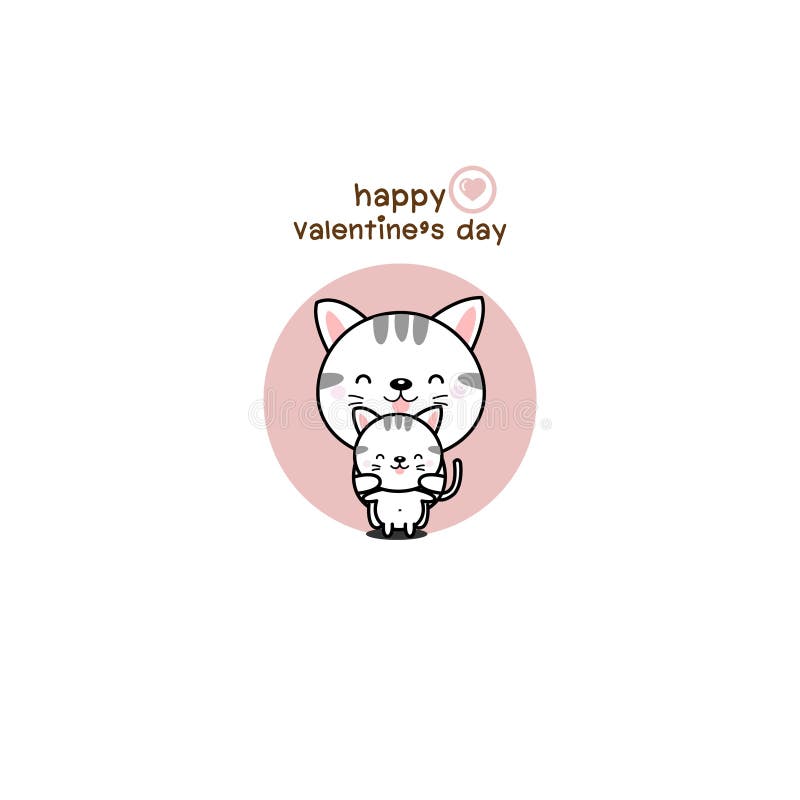 Happy Valentines Day Couple Love Cat Cartoon. Stock Vector - Illustration  of romantic, kitten: 143308988