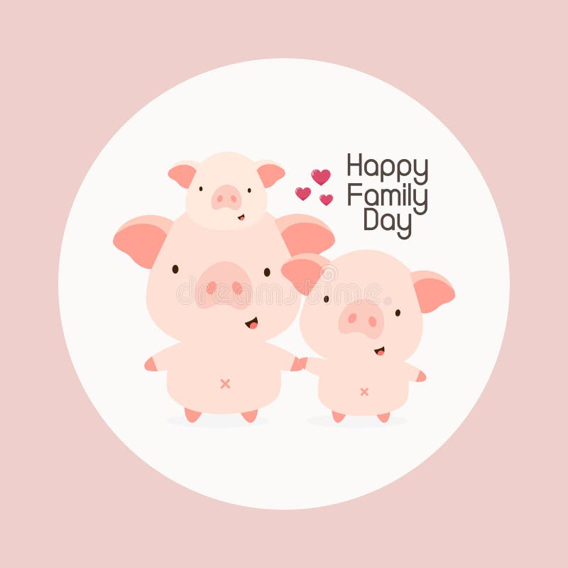 Happy Family Animal Cartoon. Pig and Baby Pig Stock Vector - Illustration  of character, mammal: 144264266