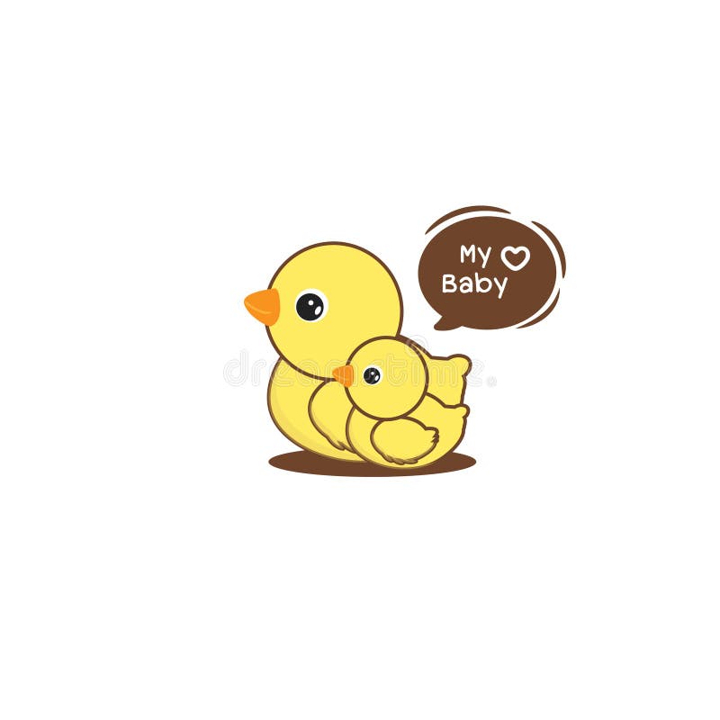 Mother and baby duck. Vector illustration.