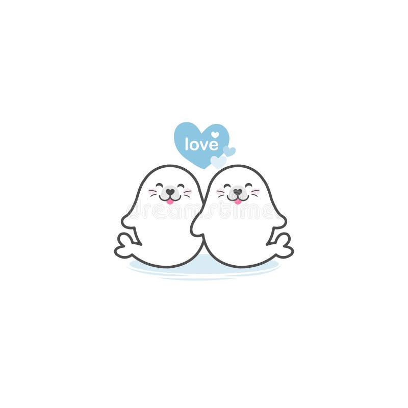 Couple of cute seals in love. vector illustration Couple of cute seals in love. vector illustration