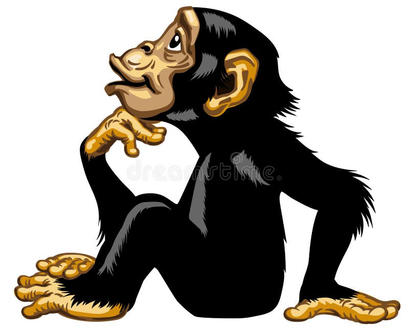Cartoon Chimp in Thinker Profile Stock Vector - Illustration of charming,  joyful: 152946724
