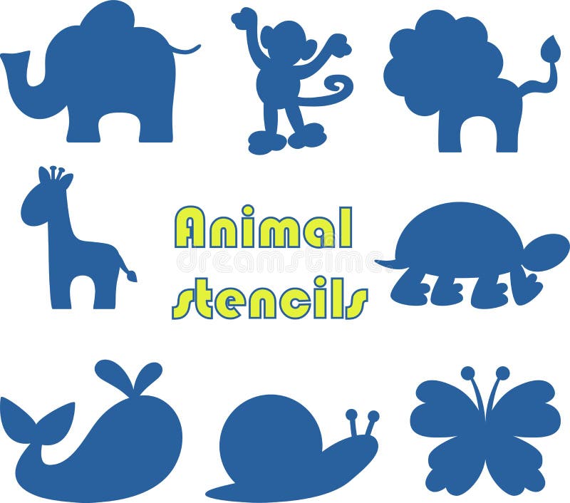 Animal Stencil Art Set Blue Color Stock Illustration - Illustration of  nature, squirrel: 160491530