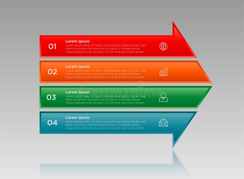 Arrow Infographic design with gradient and shadow 4 options or steps royalty free illustration Arrow Infographic design with gradient and shadow 4 options or steps royalty free illustration