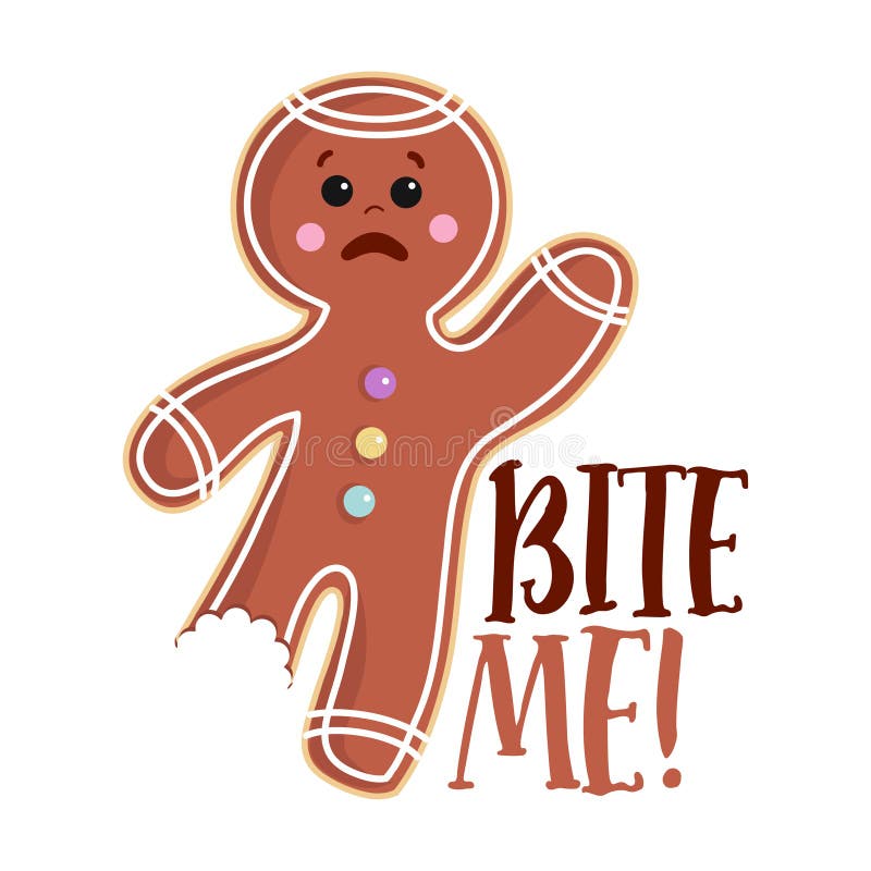 Bite me - Hand drawn vector Gingerbread man.