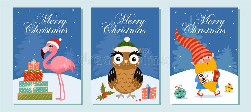 Collection of winter cards. Vector illustration. Beautiful template. Can be used for banner, poster, card, postcard and print. stock illustration Collection of winter cards. Vector illustration. Beautiful template. Can be used for banner, poster, card, postcard and print. stock illustration