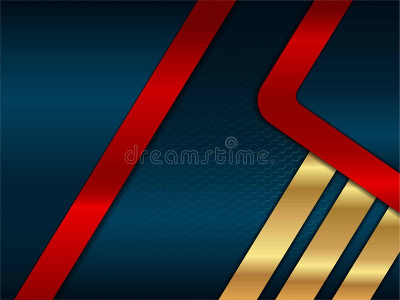 Dark Blue Abstract with Red and Gold Background Design Stock