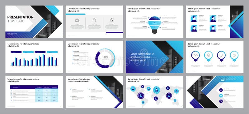 Business presentation design template and page layout design for brochure, annual report with info graphic