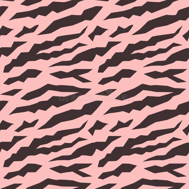 Seamless pattern with geometric zebra or tiger stripes isolated on pink.
