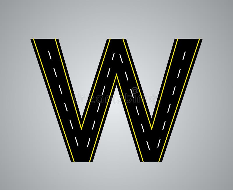 Alphabet Letter Road with White and Yellow Line Markings Highway