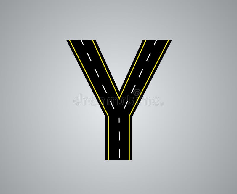 Alphabet Letter Road with White and Yellow Line Markings Highway