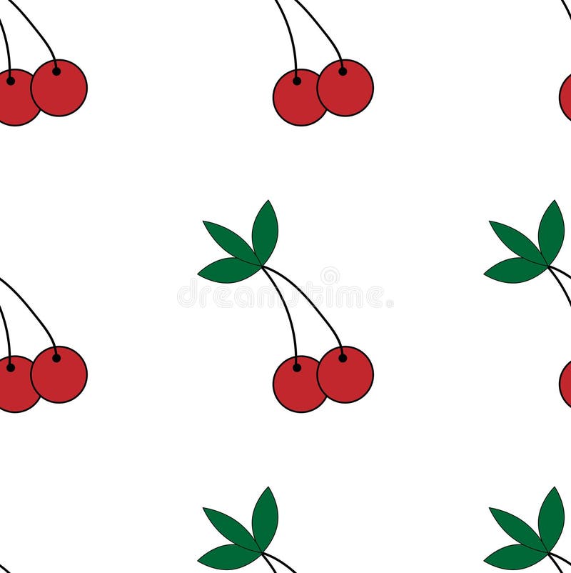 Berry Pattern. Cherries and Leaves Stock Vector Illustration of