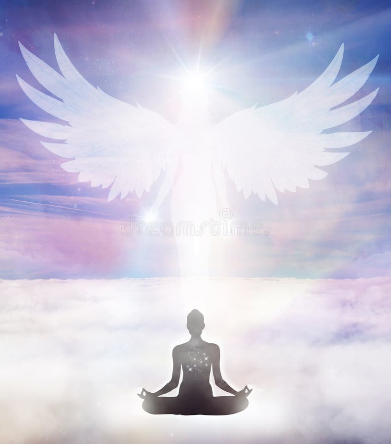 Spiritual guidance, Angel of light and love, avatar being, miracle on sky, angelic wings