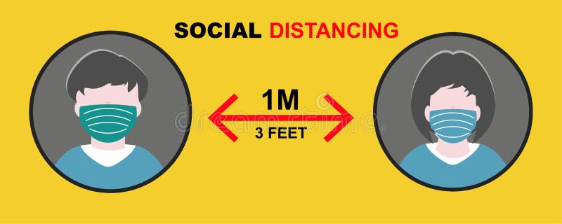 Social Distancing, People keeping distance for infection risk and disease, wearing a surgical protective Medical mask for prevent vector illustration Social Distancing, People keeping distance for infection risk and disease, wearing a surgical protective Medical mask for prevent vector illustration