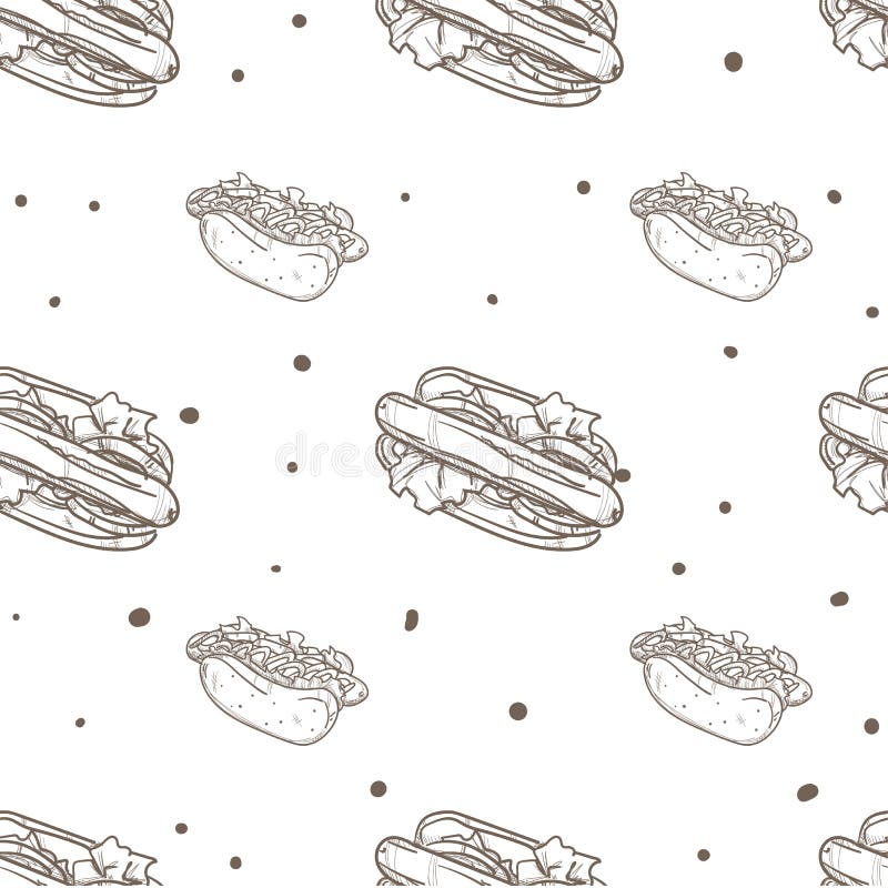 Pattern fastfood object graphic background hot dog