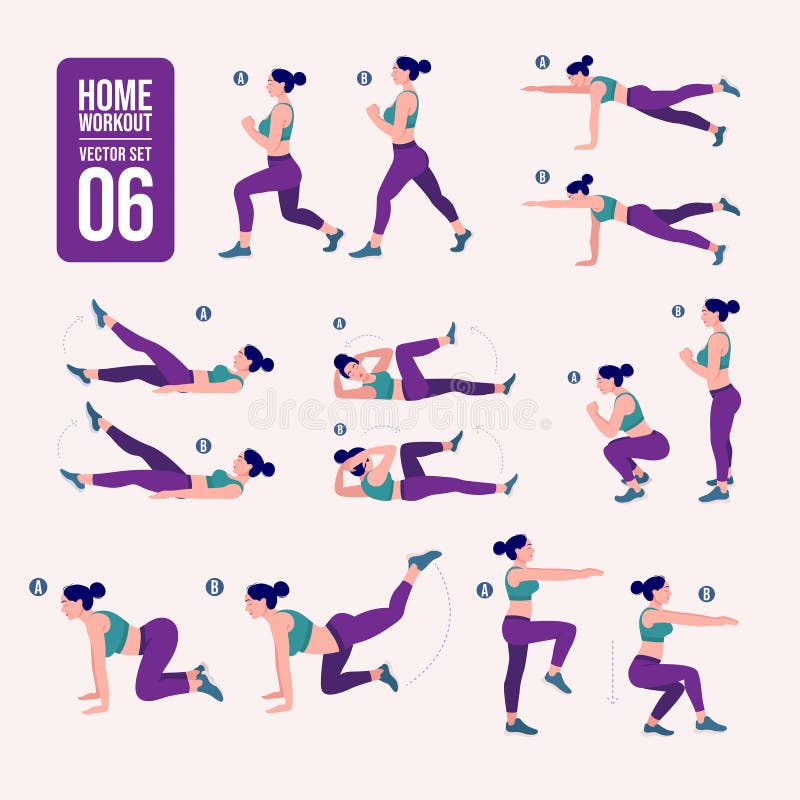 Arne De kerk Hond Home Workout Set. Set of Sport Exercises. Exercises with Free  Weight.Illustration of an Active Lifestyle. Woman Doing Fitness and Stock  Vector - Illustration of sign, graphic: 184887805