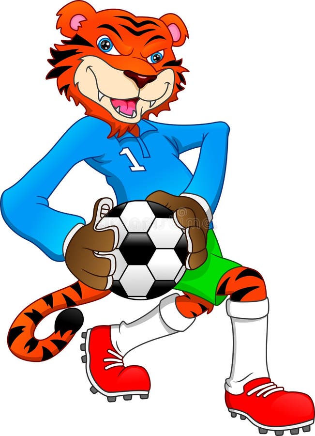 Cute Tiger Playing Football Stock Vector - Illustration of feline ...