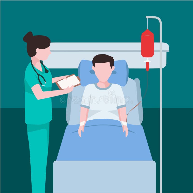 Nurse Attending Patient in Hospital, Hospital Scene, Colorful