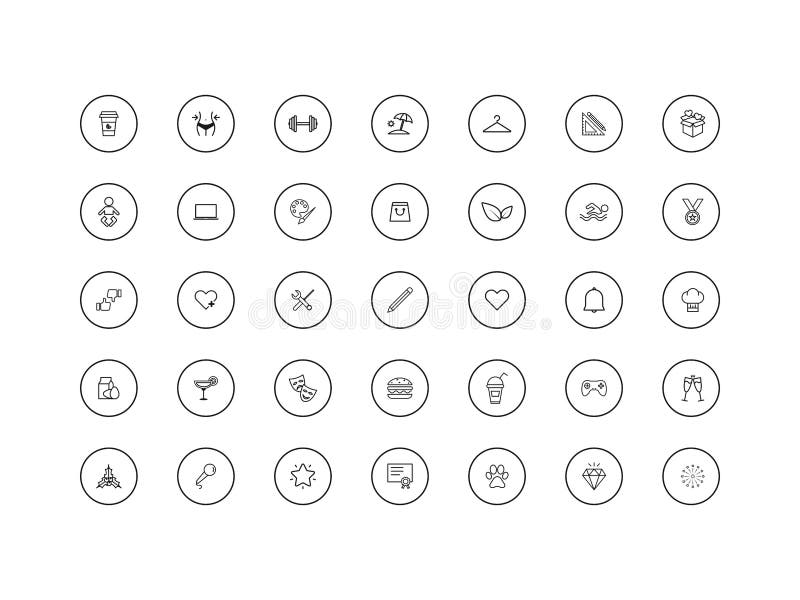Vector Illustration of a Set of Different Icons Stock Illustration ...