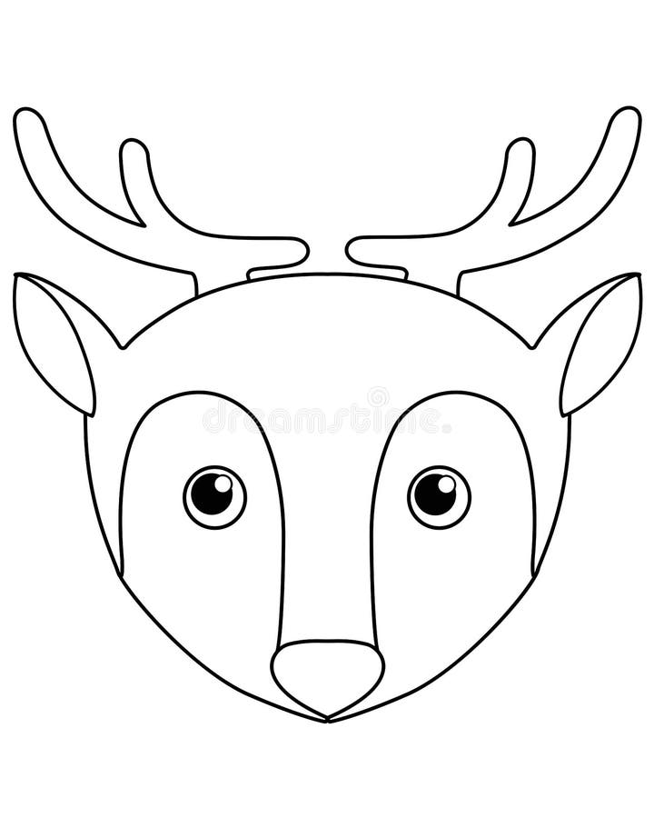 Deer - Vector Cartoon Linear Picture For Coloring. Deer Head - Cute