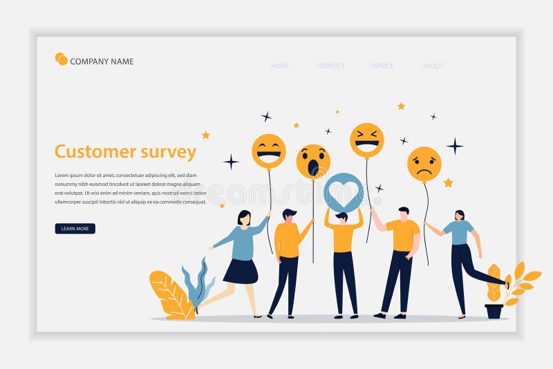 Customer survey concept landing page stock illustration