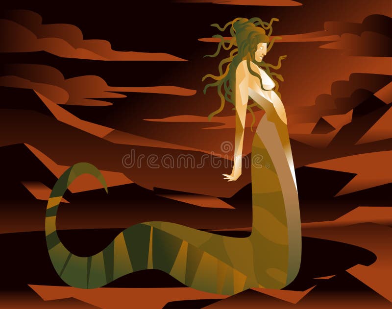 Medusa Gorgon Mythological Greek Roman Snake Woman Monster Stock Vector -  Illustration of strong, petrified: 89682862