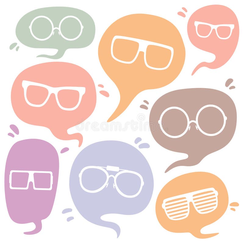 Abstract Speech Bubbles with Sunglasses. Stock Vector Illustration of