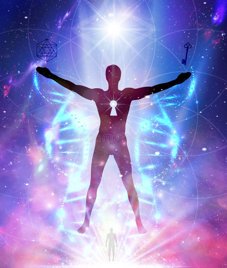 Man universe, meditation, spiritual energy, DNA healing, enlightenment